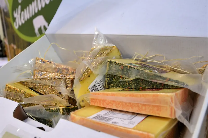 Wedges of Allgäu cheese from a local producer