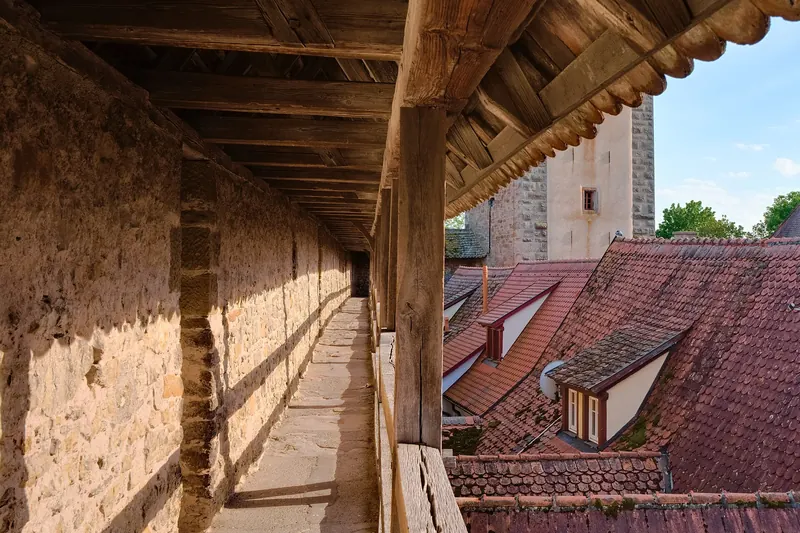 The covered walkway along Rothenburg's town walls