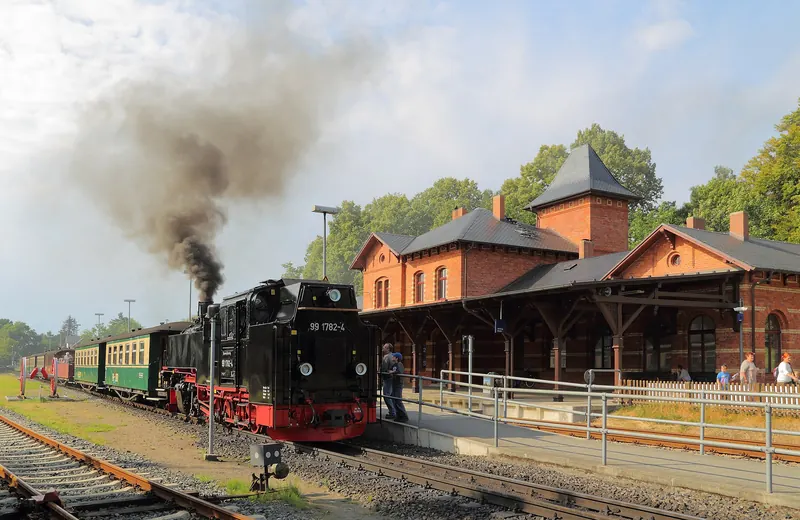 The Rasender Roland steam train at Putbus station