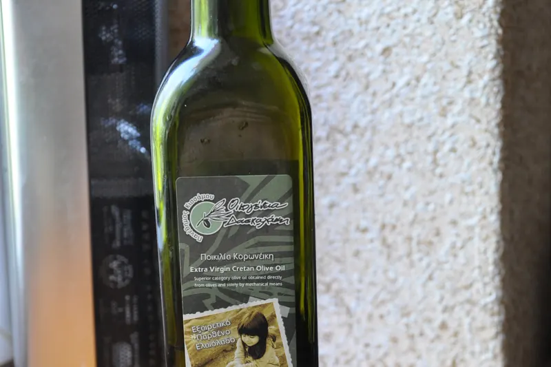 A bottle of extra virgin Cretan olive oil