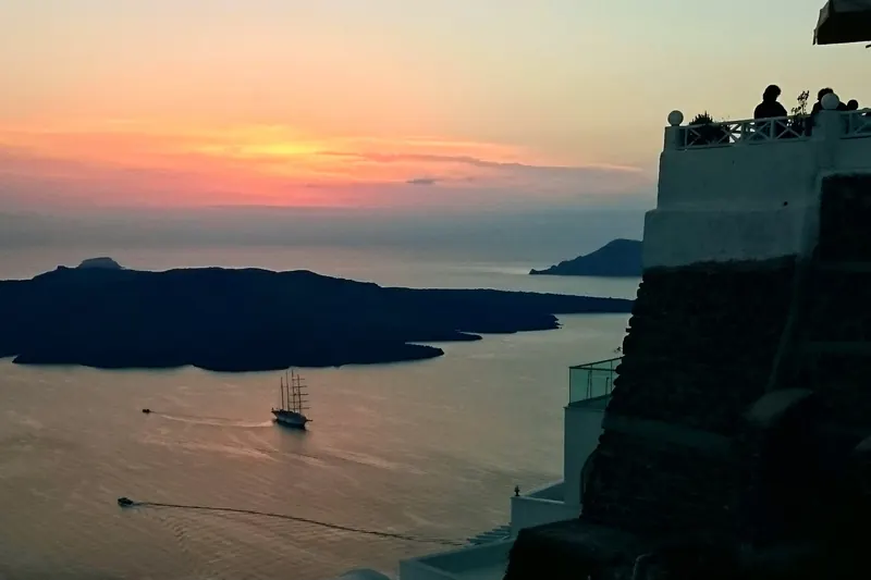Sunset over Santorini's caldera, seen from Imerovigli