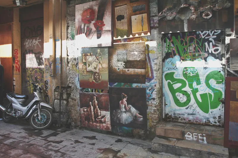 Stalls at Monastiraki's flea market in Athens