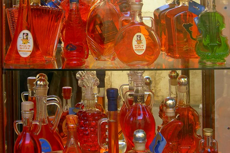 A bottle of Corfu's kumquat liqueur