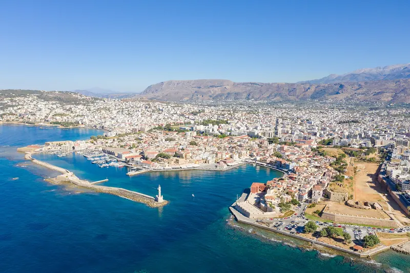 Aerial view of the Old Venetian Harbour in Chania