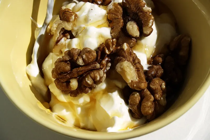Thick Greek yogurt drizzled with honey
