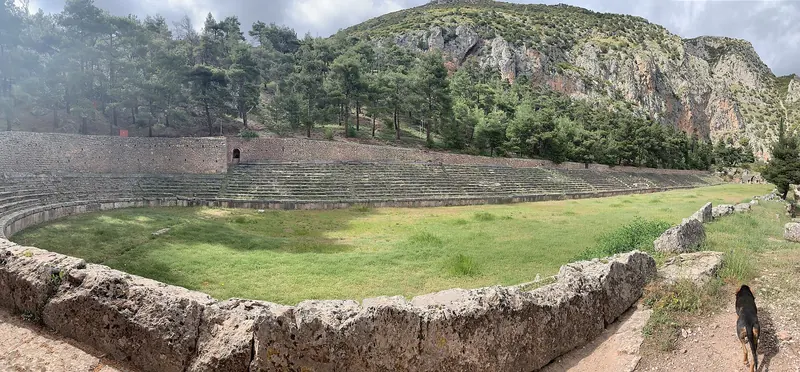 The ancient stadium above Delphi, once host to the Pythian Games