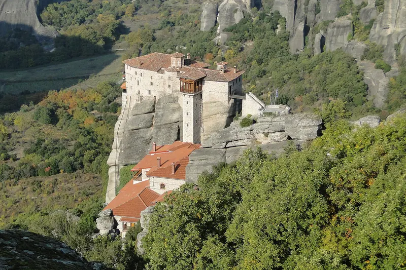 Rousanou Monastery filling the top of its narrow pillar