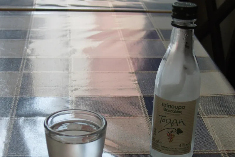 A glass of tsipouro, central Greece's grape-pomace spirit
