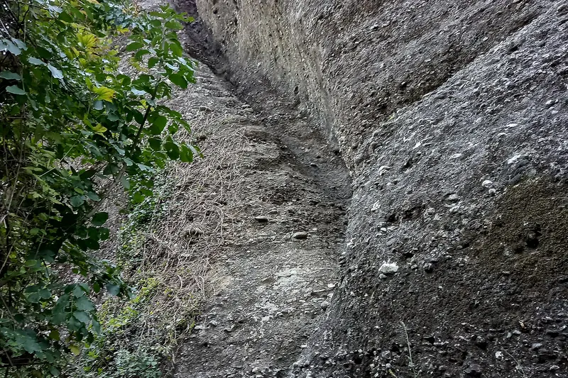 Steps carved into the rock along an old Meteora path