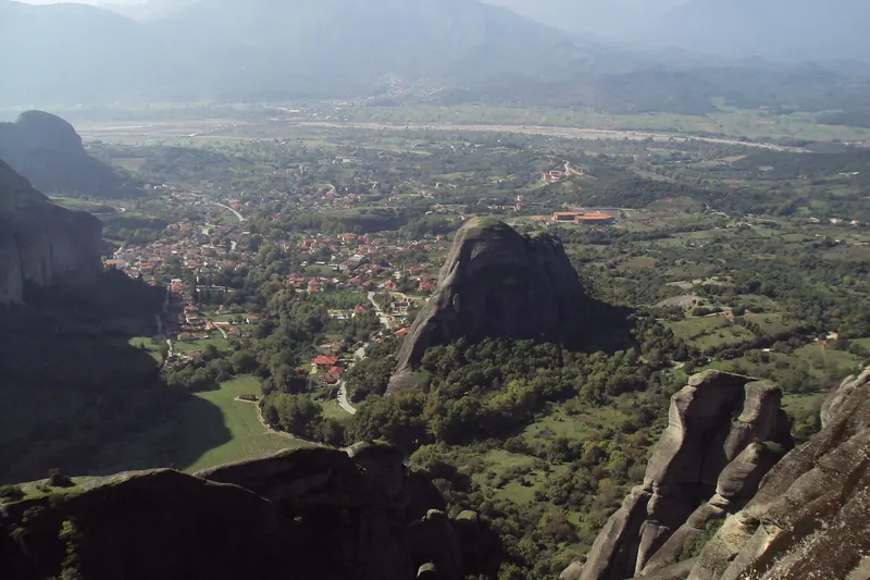 The landscape of rock pillars along Meteora's loop road
