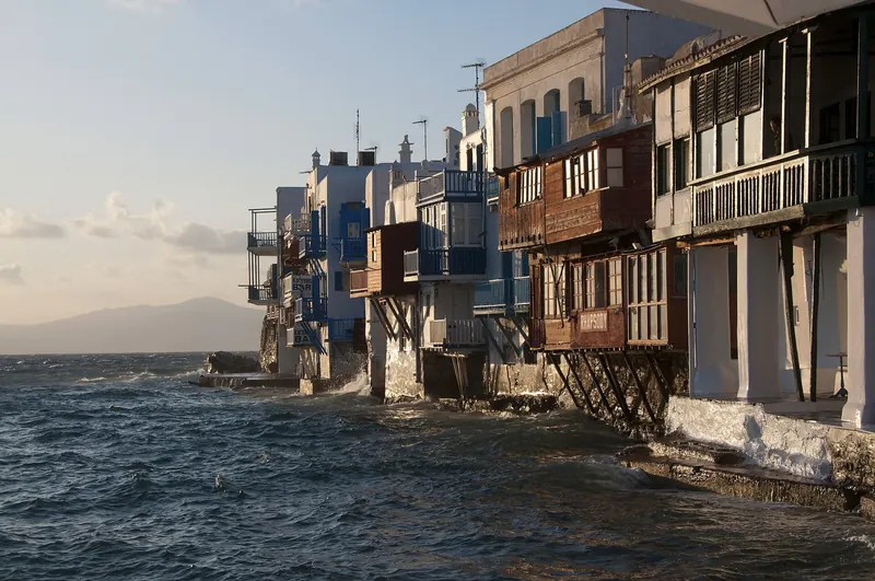 Little Venice's waterfront bars, a classic Mykonos sunset spot