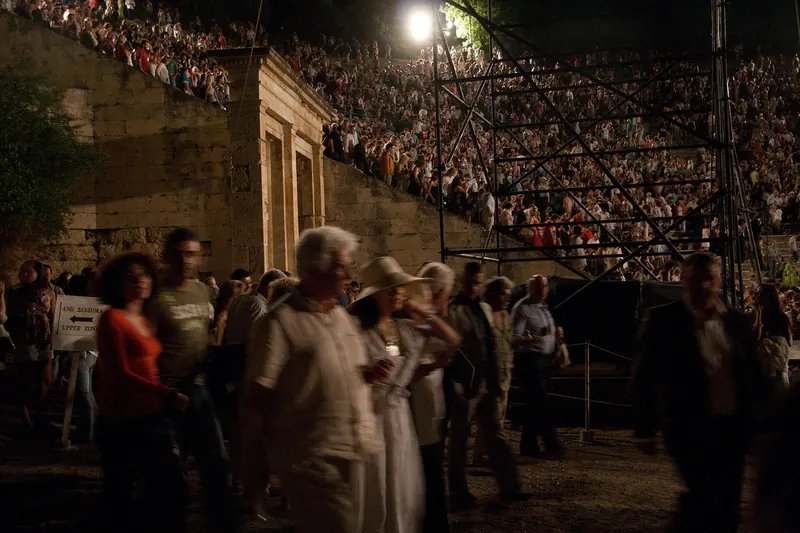 A summer festival performance at the Theatre of Epidaurus