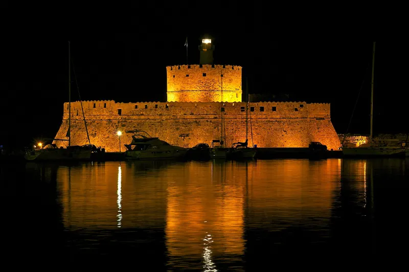 The Fort of St Nicholas at the entrance to Mandraki harbour