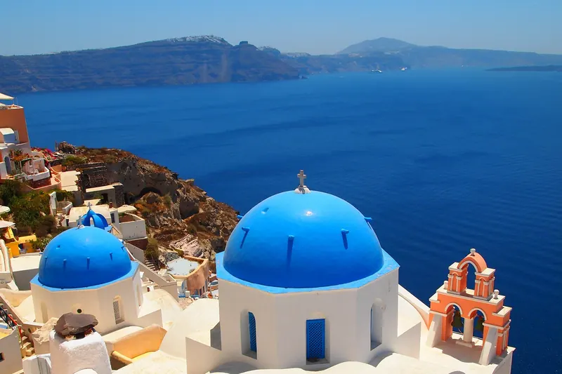 Blue-domed churches in Oia village