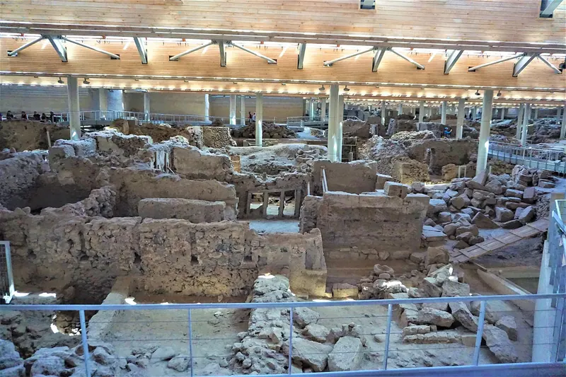 The preserved Bronze Age ruins at Akrotiri