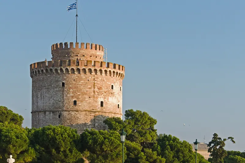 A close view of Thessaloniki's White Tower