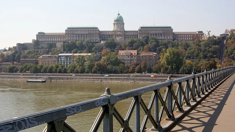 Buda Castle above the Danube seen from the Széchenyi Chain Bridge