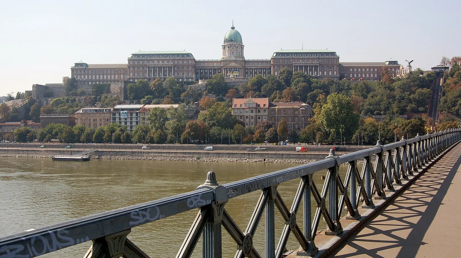 Buda Castle above the Danube seen from the Széchenyi Chain Bridge