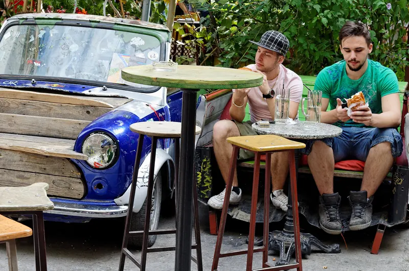 The eclectic courtyard of Szimpla Kert ruin bar