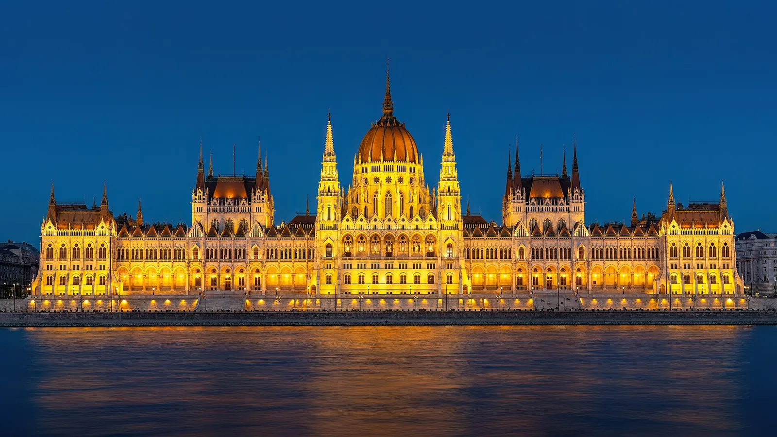 The Hungarian Parliament Building beside the Danube