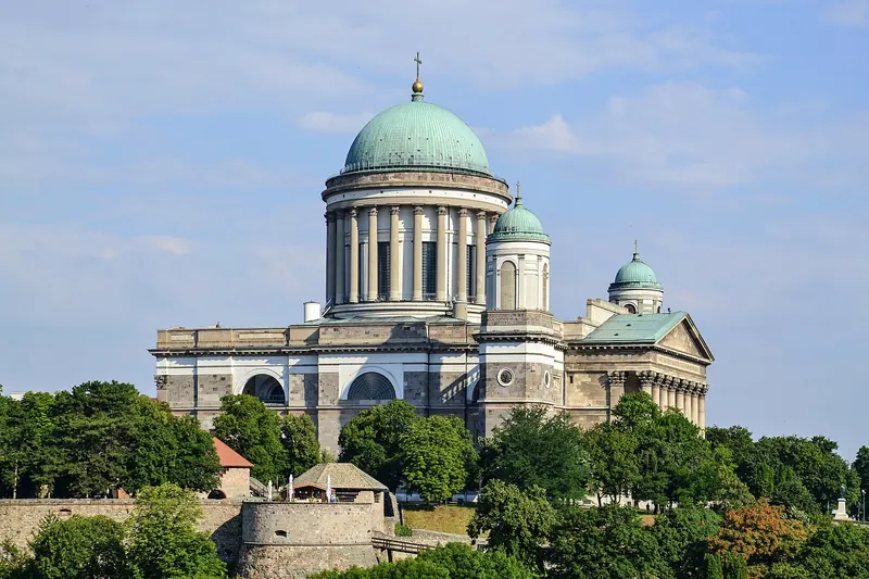 The domed Esztergom Basilica beside the Danube