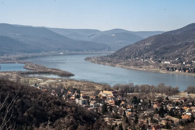 The Danube bending between forested hills at Visegrád