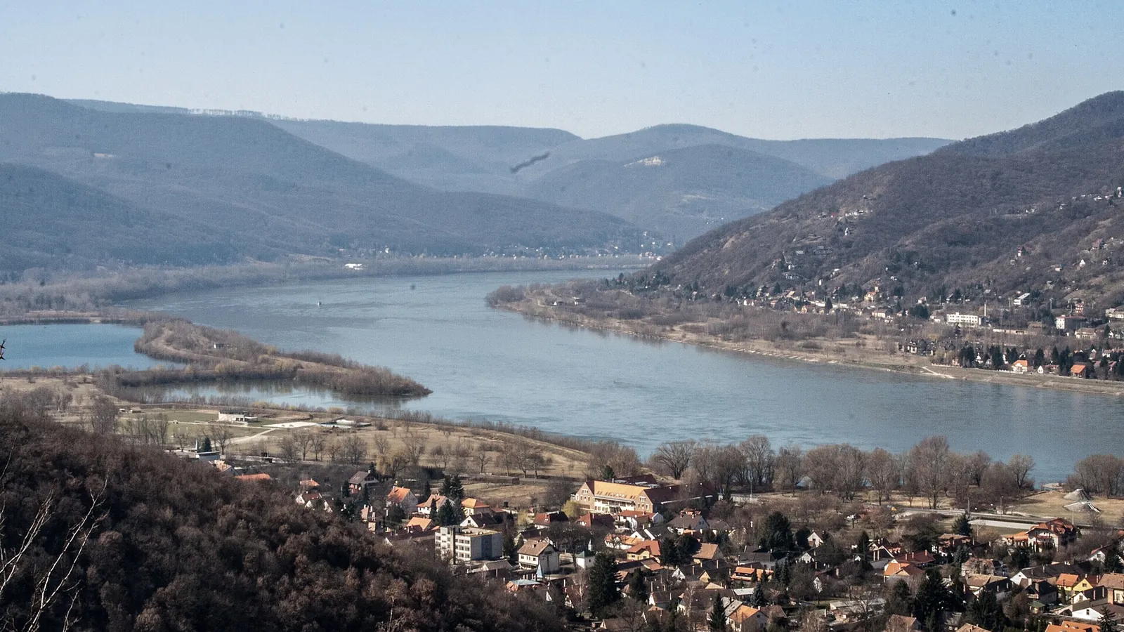 The Danube bending between forested hills at Visegrád