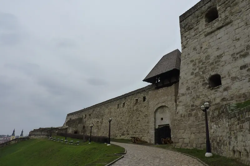 The walls of Eger Castle above the town