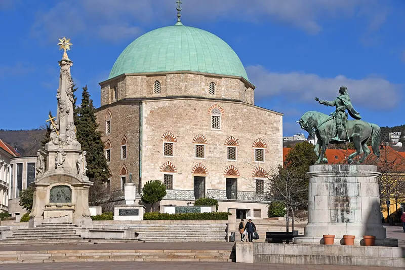 Széchenyi Square in Pécs with the domed Mosque-Church