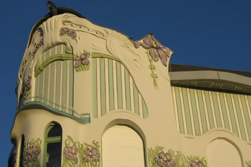 The colourful Art Nouveau facade of the Reök Palace in Szeged