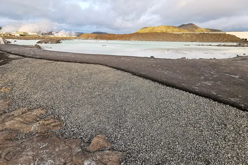 The milky blue water of a geothermal lagoon in Iceland