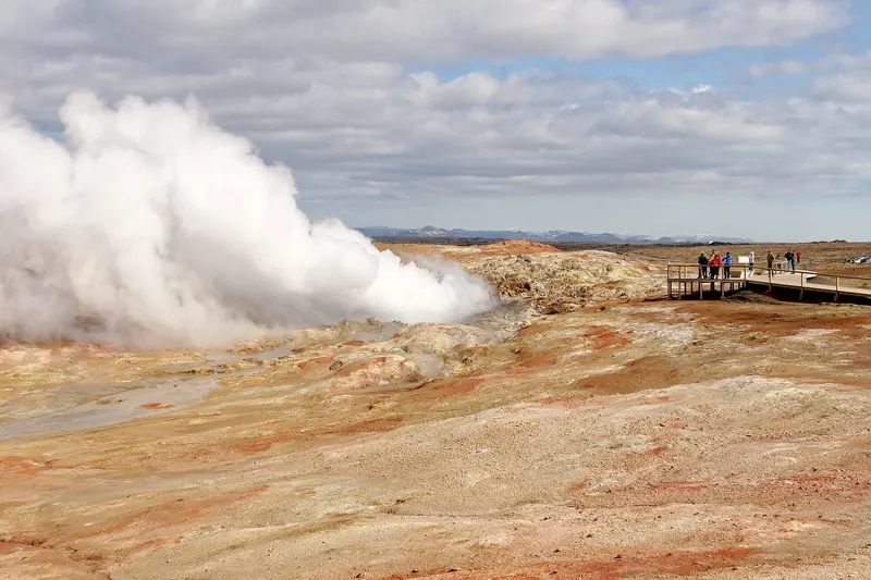 Steaming mudpots and vents at the Gunnuhver geothermal area