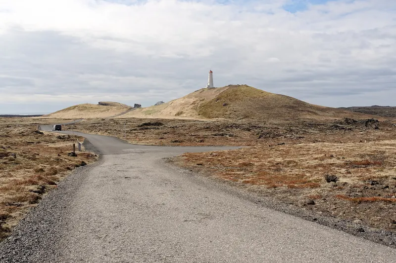 Reykjanesviti, Iceland's oldest lighthouse, on a coastal hill