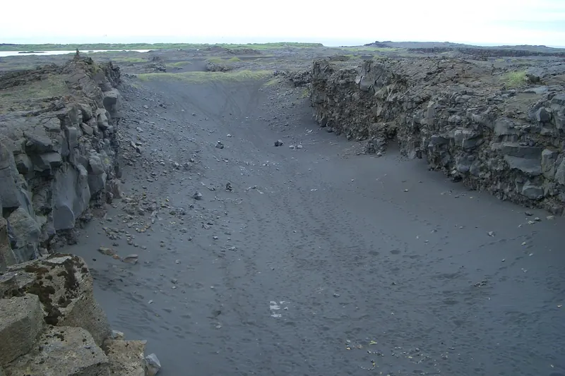 The rift between two tectonic plates near the Bridge Between Two Continents