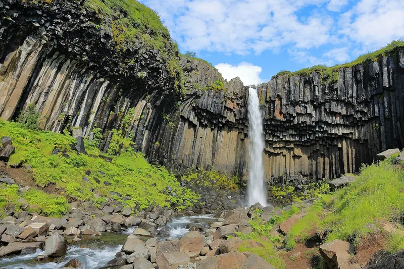 The trail leading to Svartifoss waterfall