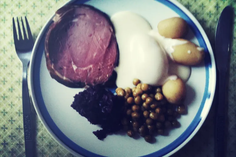 Sliced hangikjöt, traditional Icelandic smoked lamb