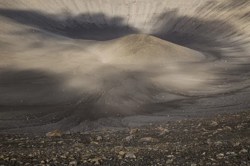 The rim trail around Hverfjall volcanic crater