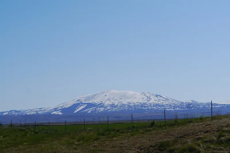 Hekla, one of Iceland's most active volcanoes, in the southern highlands