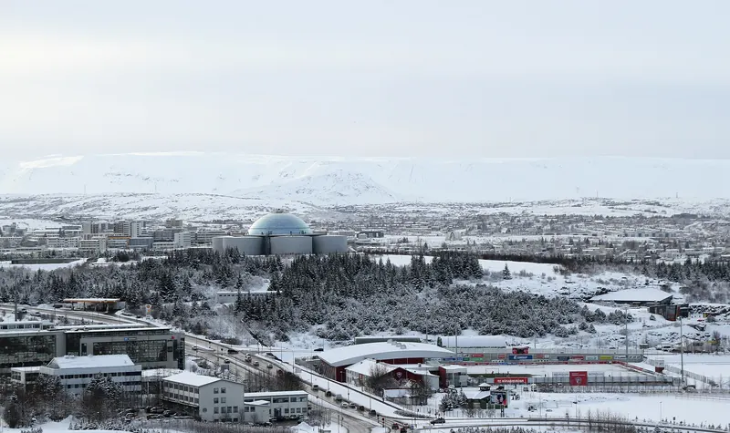 Perlan's glass dome observation deck above Reykjavik