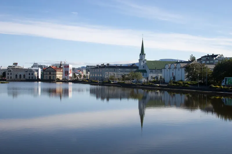 Tjörnin, the pond at the heart of central Reykjavik