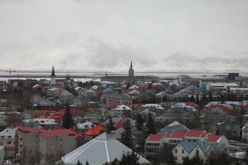 The view from Perlan's observation deck over Reykjavik
