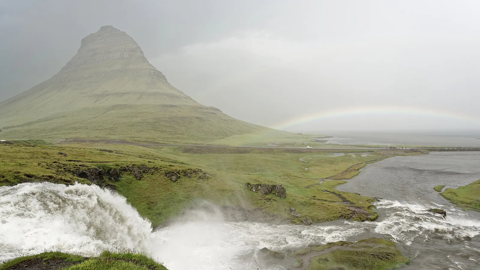 Kirkjufell mountain rising above the Snæfellsnes peninsula