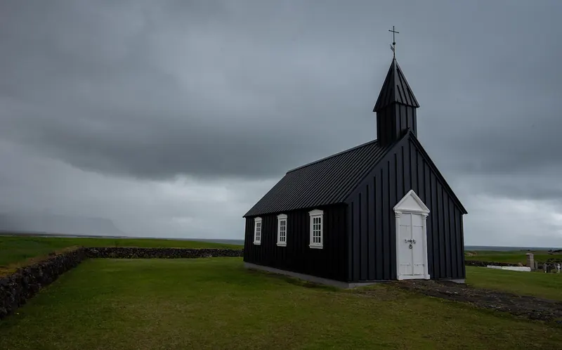 Búðakirkja, the black church standing alone on a lava field
