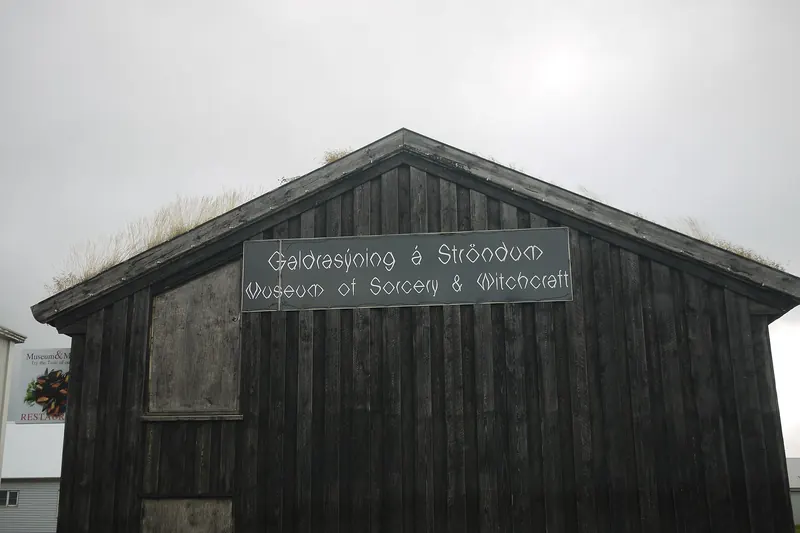 The sign for the Museum of Icelandic Sorcery and Witchcraft in Hólmavík