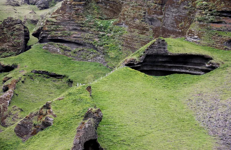 The natural amphitheatre valley of Herjólfsdalur on Heimaey