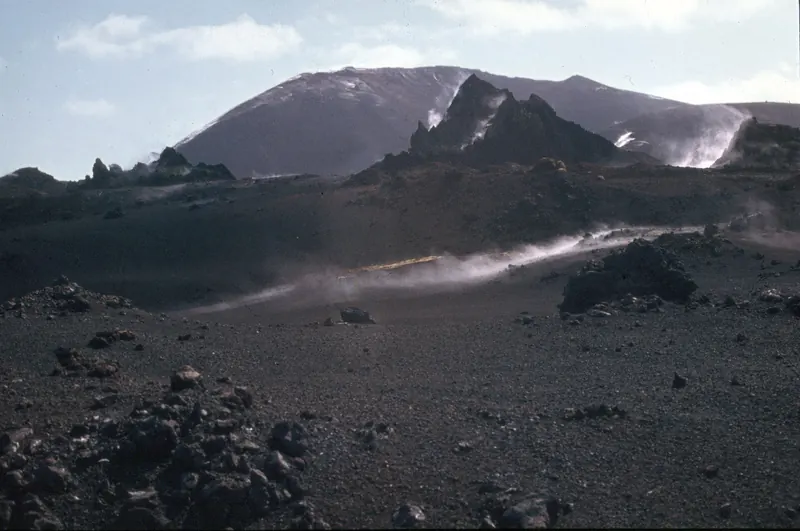 The lava field and slopes of Eldfell volcano