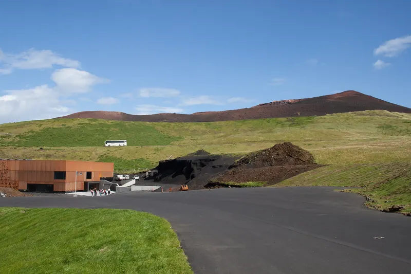 An excavated house buried by ash, the centrepiece of the Eldheimar eruption museum