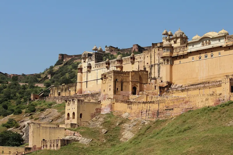 Amber Fort above its lake near Jaipur, Rajasthan