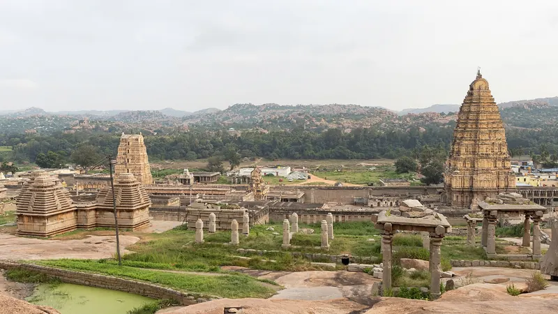 The gateway tower of the Virupaksha Temple complex in Hampi