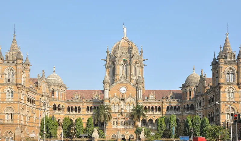 The Victorian Gothic façade of Chhatrapati Shivaji Terminus railway station in Mumbai